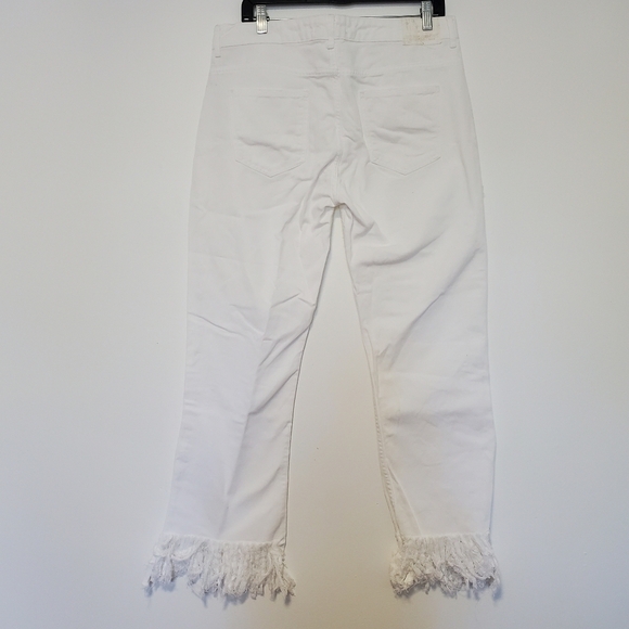 Zara White Denim Frayed Fringe Hem Jeans - Picture 5 of 5